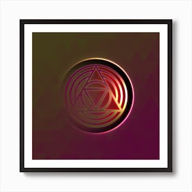 Geometric Neon Glyph on Jewel Tone Triangle Pattern 023 Art Print