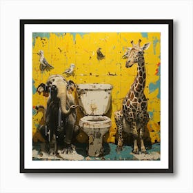 Giraffes And Birds 1 Art Print