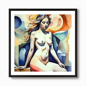 Sitting Nude Woman Art Print