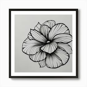 Hibiscus Flower Black and White Art Print