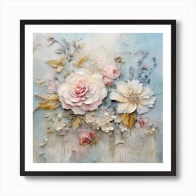 Vintage Pastel Flowers 11 Art Print