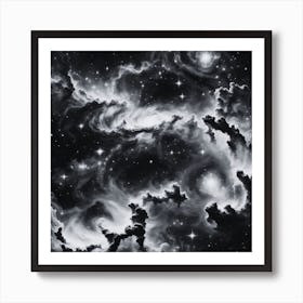 Nebula Black and White Art Print