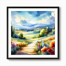 Watercolor Landscape Painting 50 Art Print