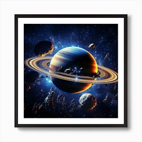 Saturn In Space Art Print