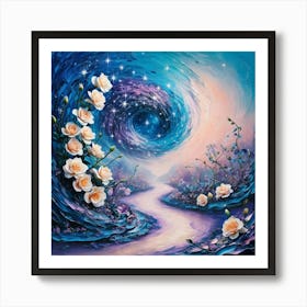 Default A Vibrant Modern Acrylic Painting Of A Celestial Garde 1 Art Print