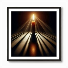 Candle In A Dark Room Art Print