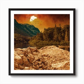 Sunset Lake Square Art Print