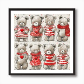 Valentine Teddy Bears 1 Art Print