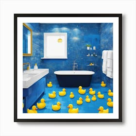 Bathroom With Rubber Ducks Art Print