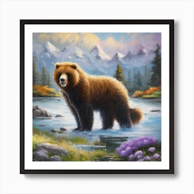 Brown Bear By The River Art Print