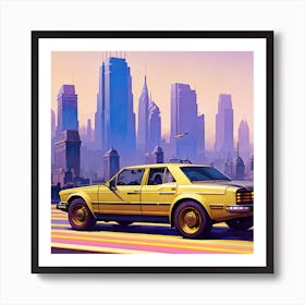 Yellow Car In The City Art Print