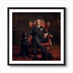 Armadiler Man In A Suit Sitting On Royal Chair With Dog Next To 0f3b94b7 De71 49e8 9b82 F3fb504e7a2e Ins 1 Art Print