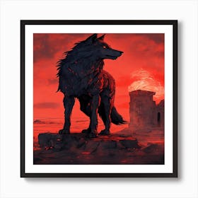 Wolf In The Night Art Print