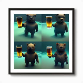 Bears Holding Beer Art Print