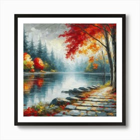 Autumn By The Lake 5 Art Print