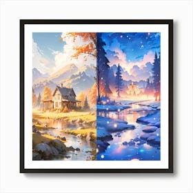 Winter Landscape Painting Art Print