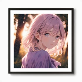 Anime Girl In The Woods Art Print