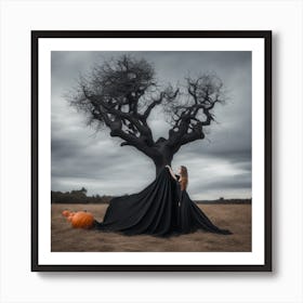 Girl In A Black Dress Art Print