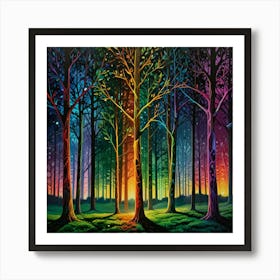 Leonardo Lightning Paralleled Prism Trees Art 0 Art Print