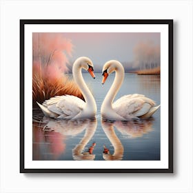 Couple of Swans Art Print