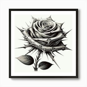 Black And White Rose Tattoo Art Print