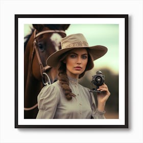 Country Girl With Horse Art Print