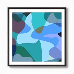 Abstract Camouflage Pink Blue Square Art Print