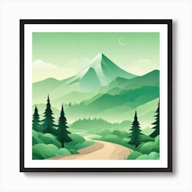 Misty mountains background in green tone 77 Art Print