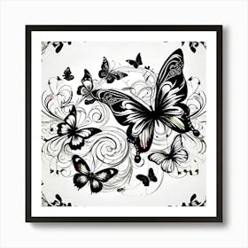 Black And White Butterflies 21 Art Print