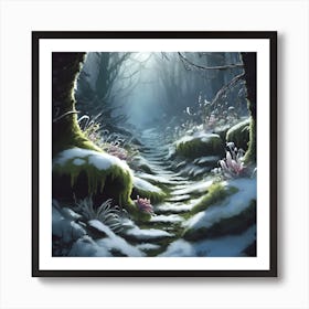 Moss Covered Pathway into the Woods Art Print