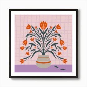 Tulips - orange and violet Art Print