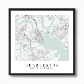 Charleston South Carolina Street Map Minimal Color Square Art Print