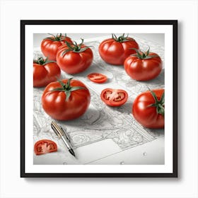 Tomatoes On Paper Art Print