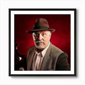 Firefly Elderly, Male, Pianist, Neon, Burgundy, Beige, Cream, Soulful, Eyes, Fedora, Piano, Smoky, D (11) Poster