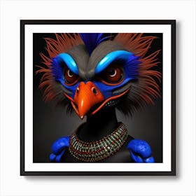 The Drya A 3d Hd Colorful Bird On A Black Background Humanoid 0 (1) Art Print