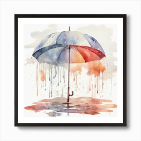 Umbrella In The Rain 1 Art Print