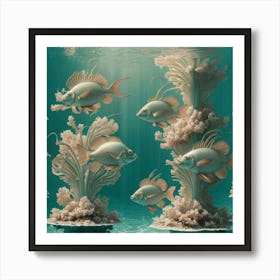 A Captivating Underwater Scene Adorned With Luxurious Wall Art Art Print