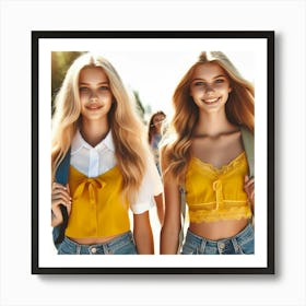 Two Young Girls In Yellow Tops Art Print