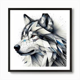 Wolf - Abstract Line Art Illustration 270 Art Print