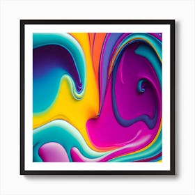 Colourful violet liquid abstract drawing Art Print
