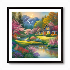 into the garden : House By The Lake Art Print