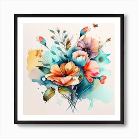 Watercolor Flowers 02 Art Print