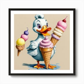 Ice Cream Duck 3 Art Print