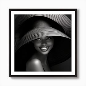 Beautiful African Woman In A Hat Art Print