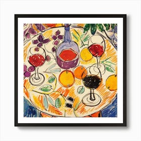 Wine With Friends Matisse Style 1 Art Print