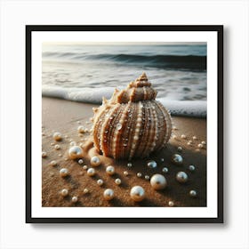 Sea Shell With Pearls 1 Art Print