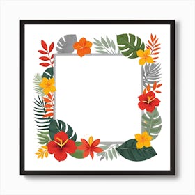 Frame With Tropical Flowers 2 Art Print