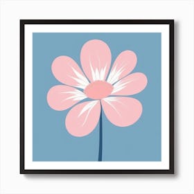 A White And Pink Flower In Minimalist Style Square Composition 263 Art Print