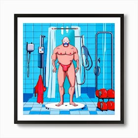 Man In A Shower II - Tom Ghost Art Print