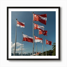 Flags Of Singapore Art Print